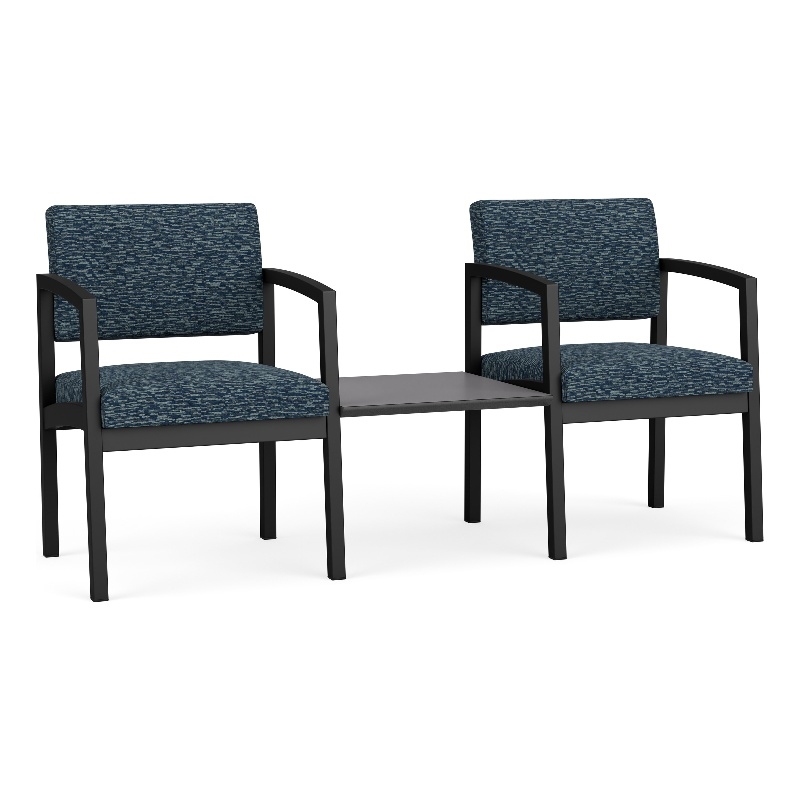 Lesro Industries Steel Reception 2 Chairs With Center Table in Blue