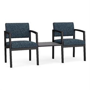 Lesro Industries Steel Reception 2 Chairs With Center Table in Blue