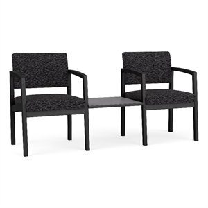 Lesro Industries Steel Reception 2 Chairs With Center Table in Black