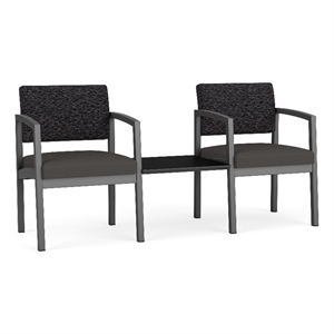 Lesro Industries Steel Reception 2 Chairs With Center Table in Blue