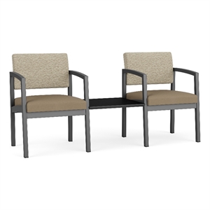 Lesro Industries Steel Reception 2 Chairs With Center Table in Brown