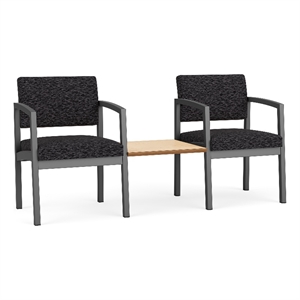 Lesro Industries Steel Reception 2 Chairs With Center Table in Black