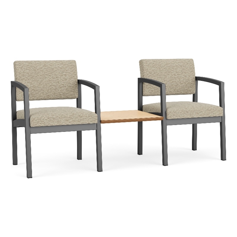 Lesro Industries Steel Reception 2 Chairs With Center Table in Gray