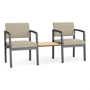 Lesro Industries Steel Reception 2 Chairs With Center Table in Gray