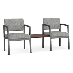 Lesro Industries Steel Reception 2 Chairs With Center Table in Gray