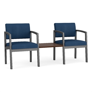 Lesro Industries Steel Reception 2 Chairs With Center Table in Blue