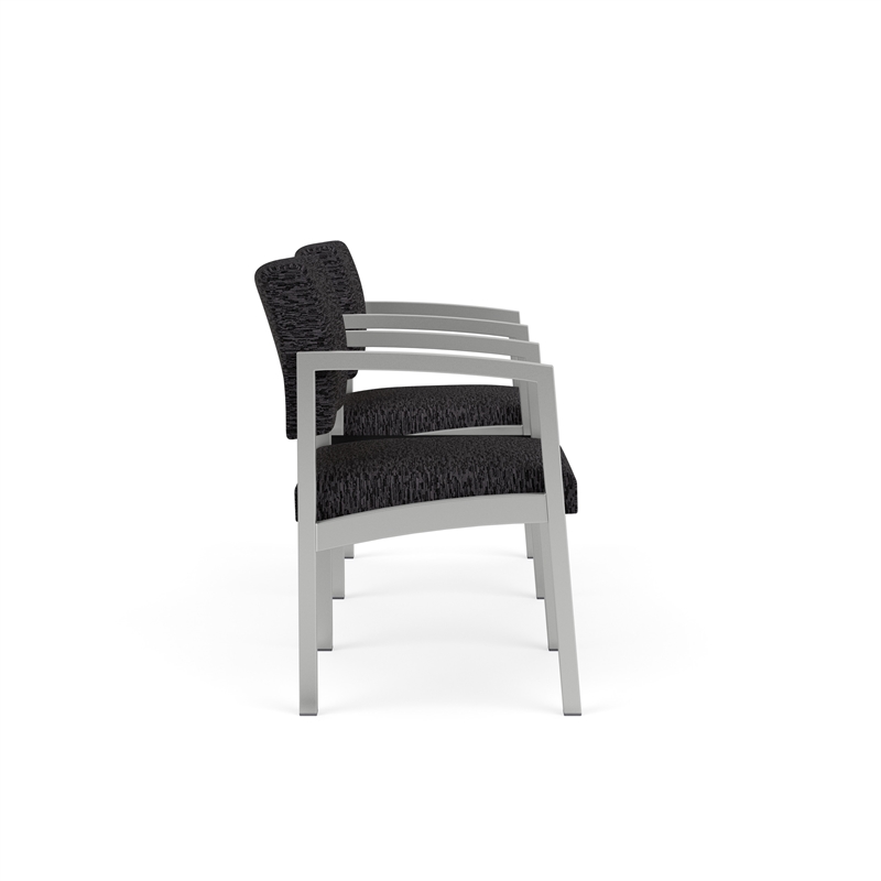 Lesro Industries Steel Reception 2 Chairs With Center Table in Black