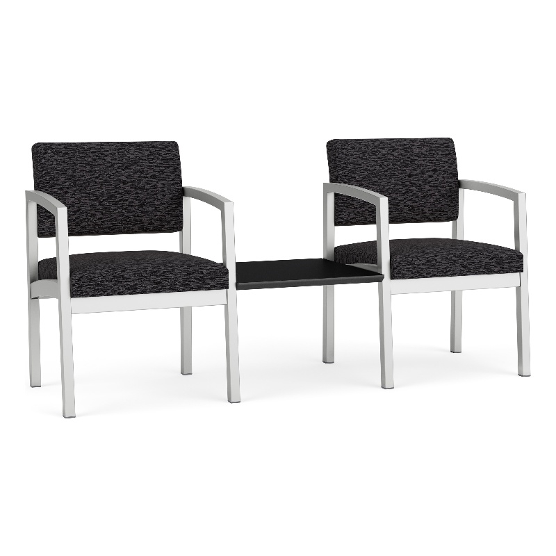 Lesro Industries Steel Reception 2 Chairs With Center Table in Black
