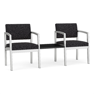 Lesro Industries Steel Reception 2 Chairs With Center Table in Black