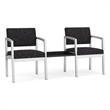Lesro Industries Steel Reception 2 Chairs With Center Table in Black