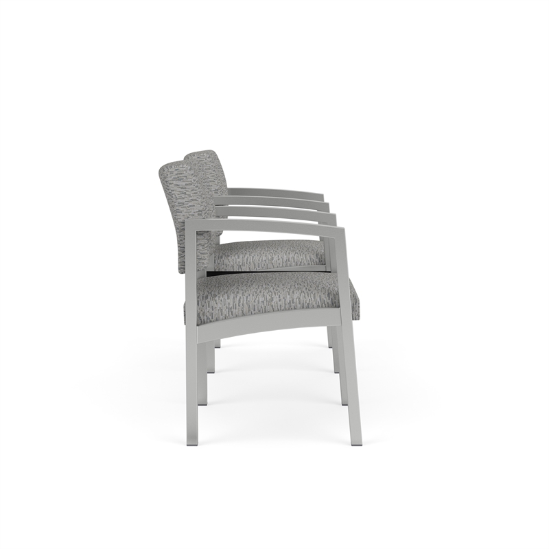 Lesro Industries Steel Reception 2 Chairs With Center Table in Gray