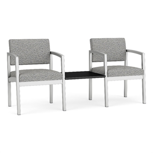 Lesro Industries Steel Reception 2 Chairs With Center Table in Gray