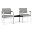 Lesro Industries Steel Reception 2 Chairs With Center Table in Gray