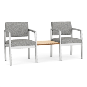 Lesro Industries Steel Reception 2 Chairs With Center Table in Gray