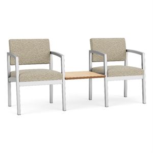 Lesro Industries Steel Reception 2 Chairs With Center Table in Brown