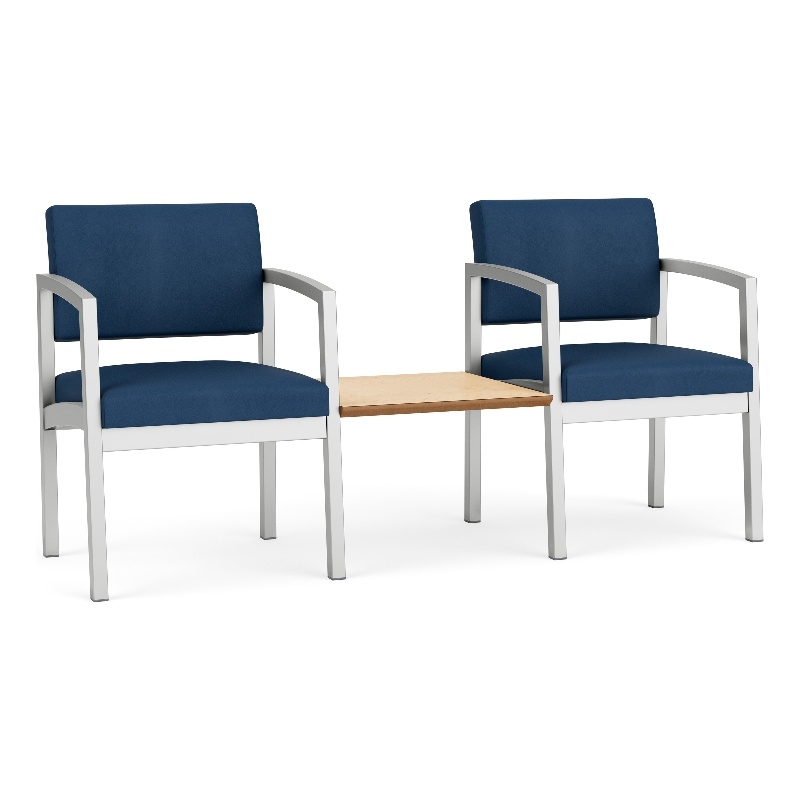 Lesro Industries Steel Reception 2 Chairs With Center Table in Blue