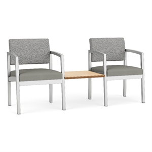 Lesro Industries Steel Reception 2 Chairs With Center Table in Gray