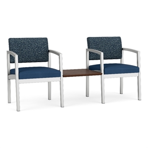 Lesro Industries Steel Reception 2 Chairs With Center Table in Blue