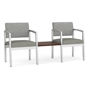 Lesro Industries Steel Reception 2 Chairs With Center Table in Gray