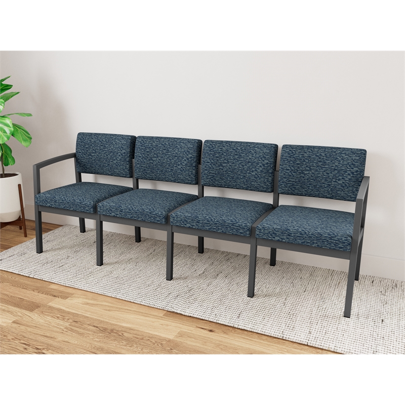 Lesro Industries Steel Waiting Reception 4 Seat Sofa Steel Frame in Blue
