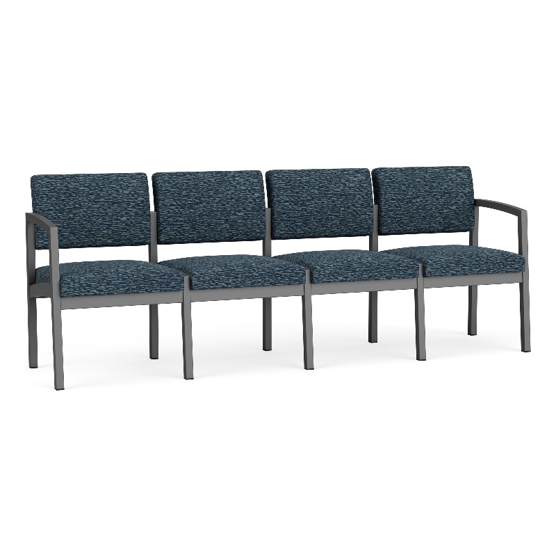 Lesro Industries Steel Waiting Reception 4 Seat Sofa Steel Frame in Blue