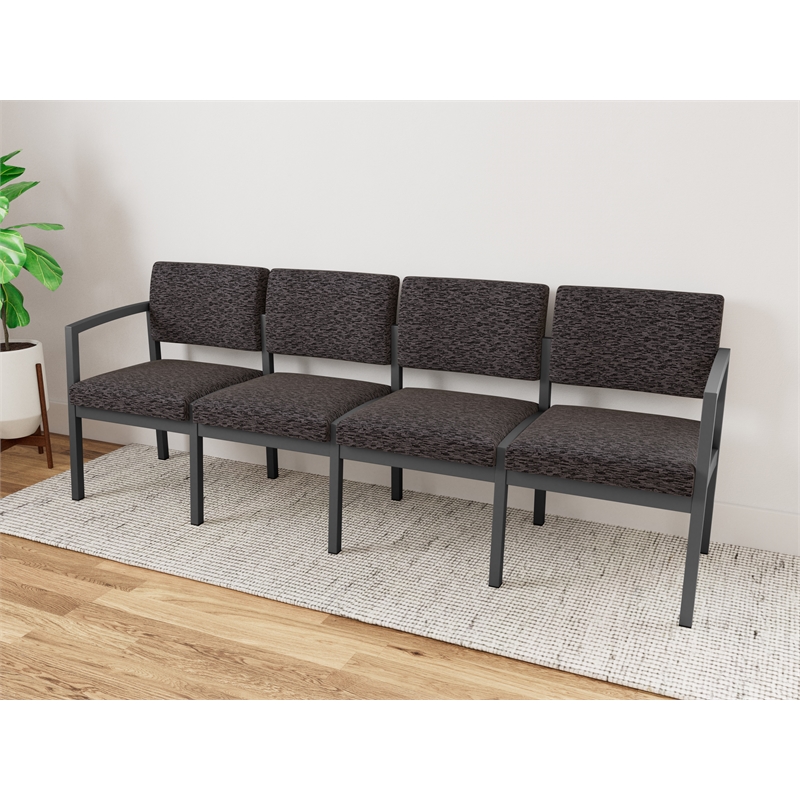 Lesro Industries Steel Waiting Reception 4 Seat Sofa Steel Frame in Black