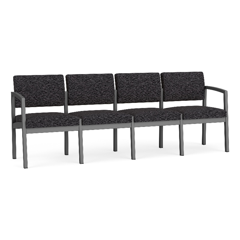 Lesro Industries Steel Waiting Reception 4 Seat Sofa Steel Frame in Black