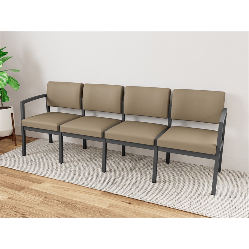 Lesro Industries Steel Waiting Reception 4 Seat Sofa Steel Frame in Brown