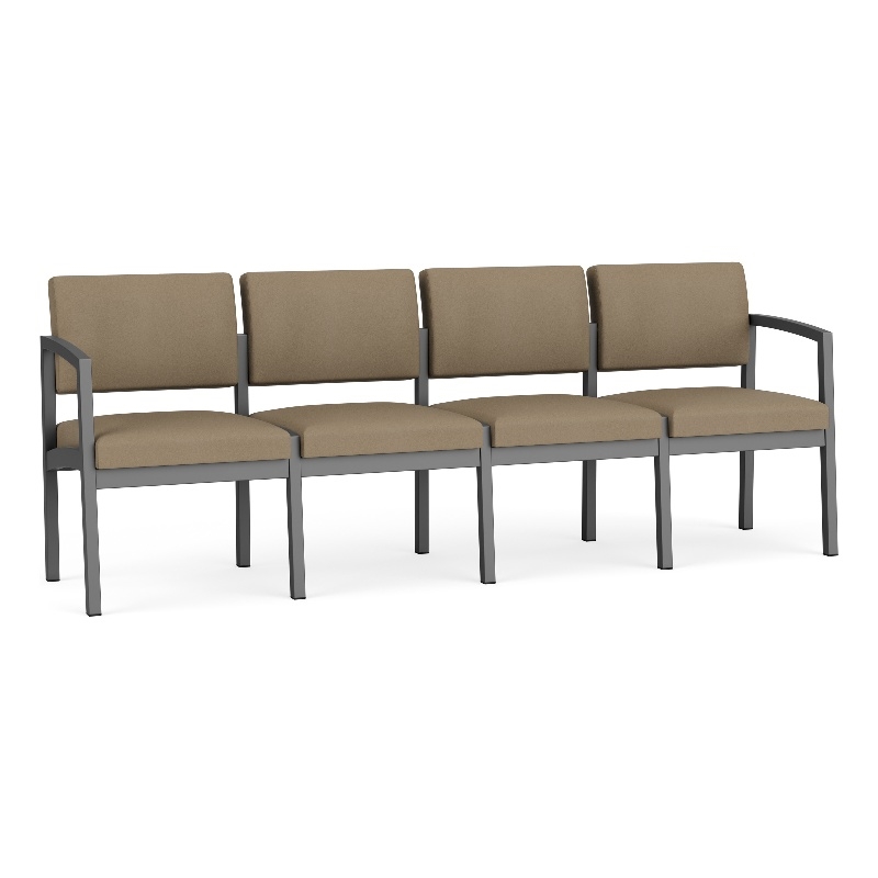 Lesro Industries Steel Waiting Reception 4 Seat Sofa Steel Frame in Brown