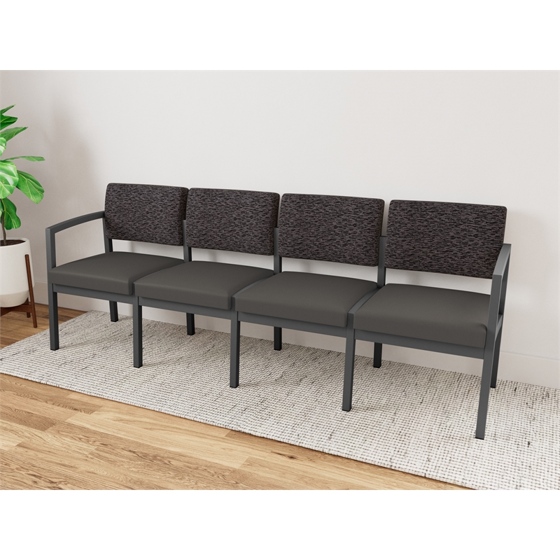 Lesro Industries Steel Waiting Reception 4 Seat Sofa Steel Frame in Gray