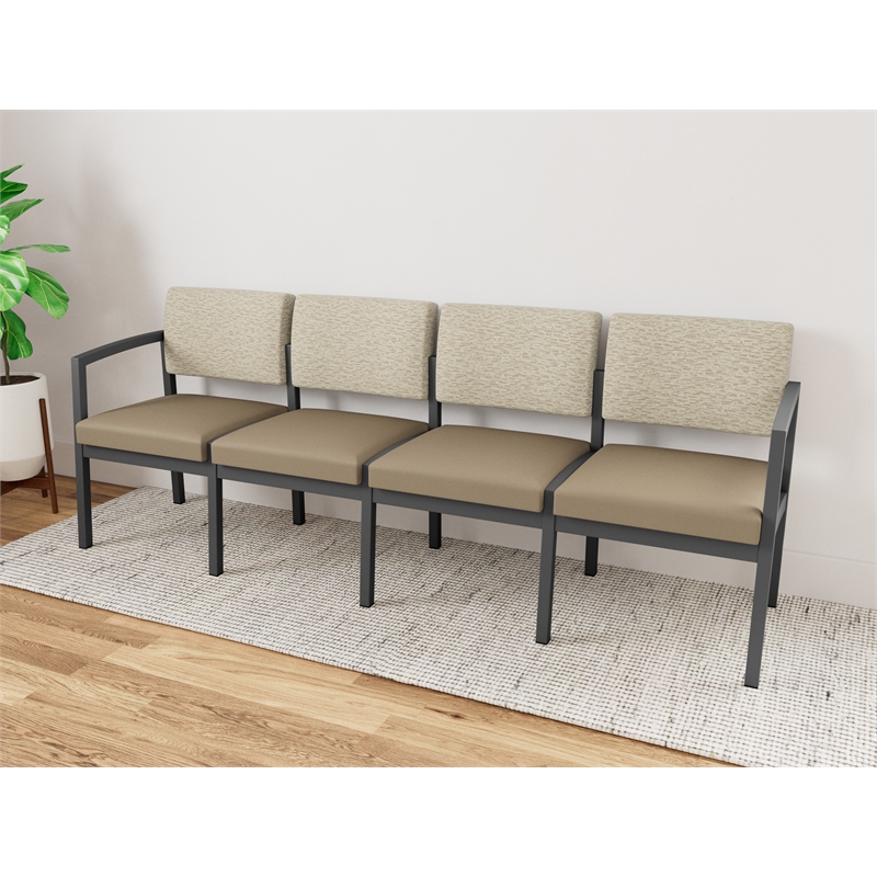 Lesro Industries Steel Waiting Reception 4 Seat Sofa Steel Frame in Brown