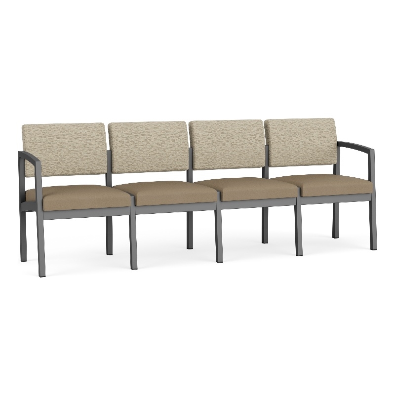 Lesro Industries Steel Waiting Reception 4 Seat Sofa Steel Frame in Brown