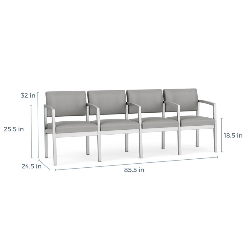 Lesro Industries Steel Waiting Reception 4 Seat Tandem Seating in Gray