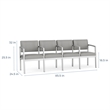 Lesro Industries Steel Waiting Reception 4 Seat Tandem Seating in Gray