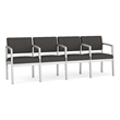 Lesro Industries Steel Waiting Reception 4 Seat Tandem Seating in Gray