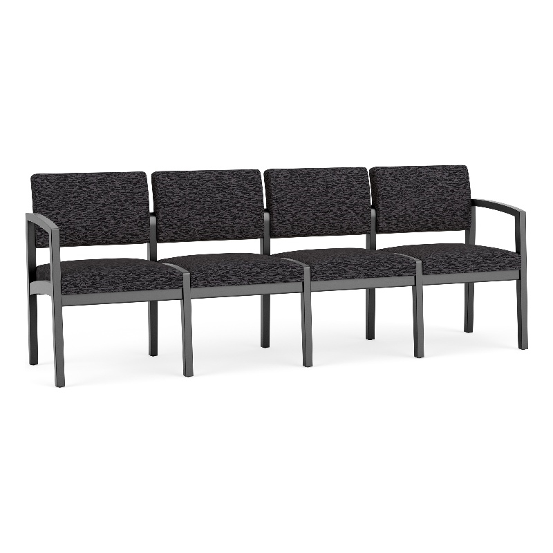 Lesro Industries Wood Waiting Reception 4 Seat Sofa Wood Frame in Black