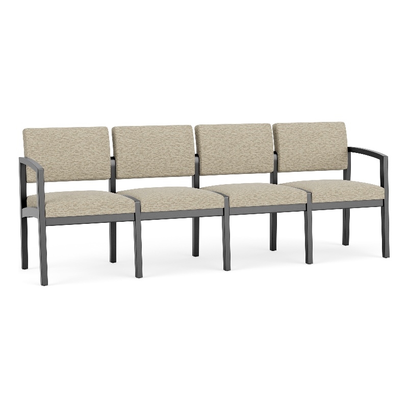 Lesro Industries Wood Waiting Reception 4 Seat Sofa Wood Frame in Brown