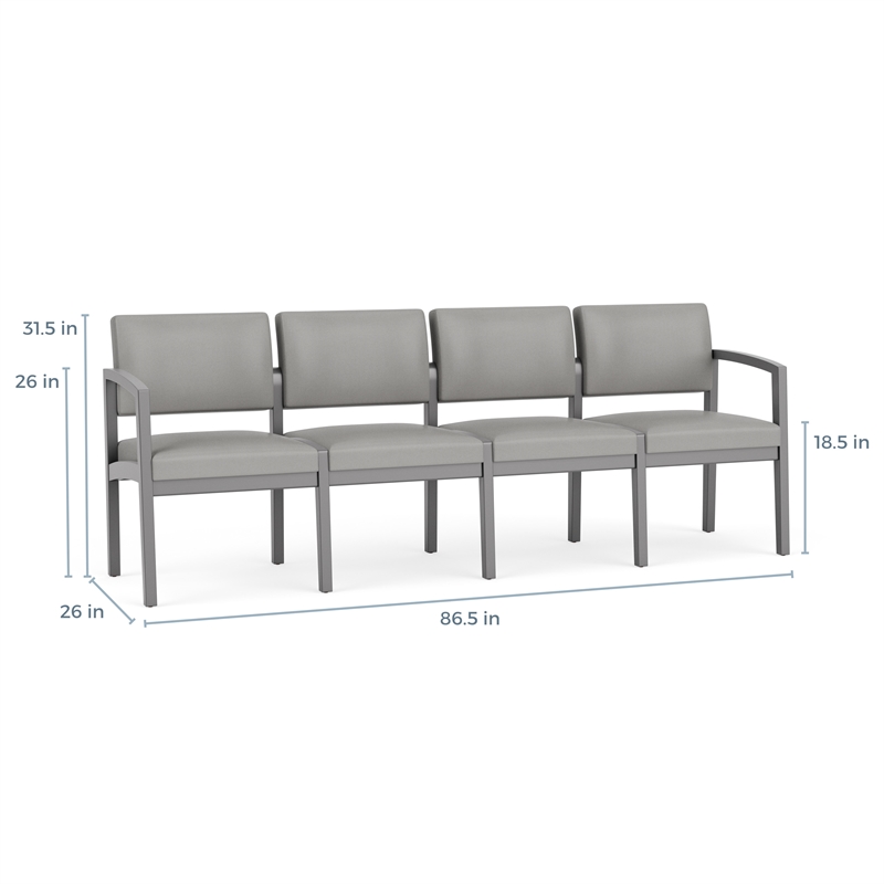 Lesro Industries Wood Waiting Reception 4 Seat Sofa Wood Frame in Blue