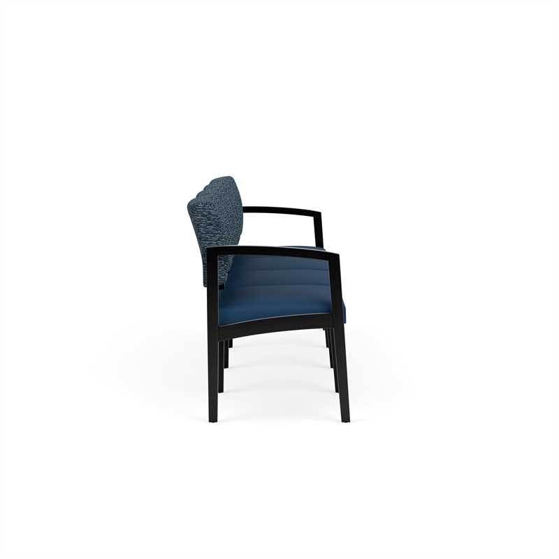 Lesro Industries Wood Waiting Reception 4 Seat Sofa Wood Frame in Blue