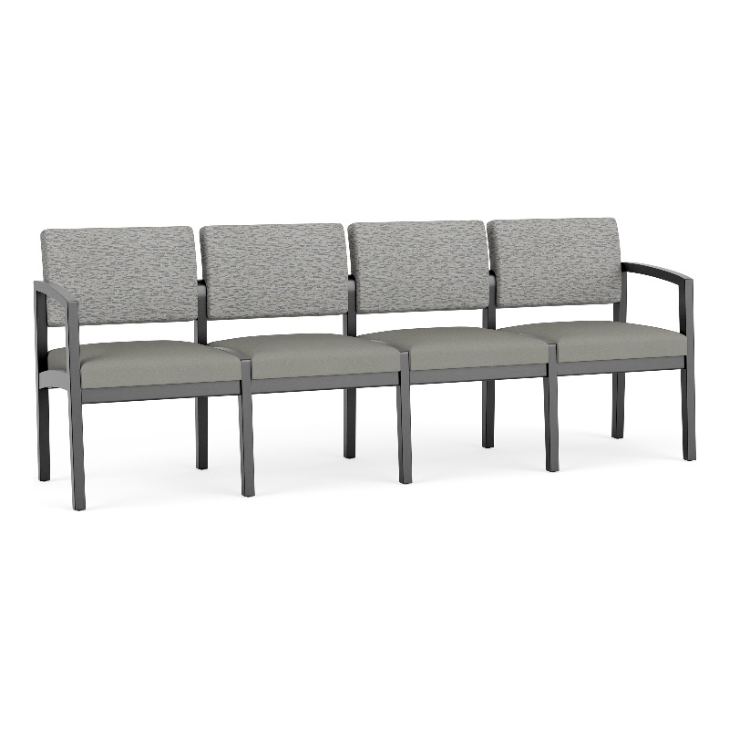 Lesro Industries Wood Waiting Reception 4 Seat Sofa Wood Frame in Gray
