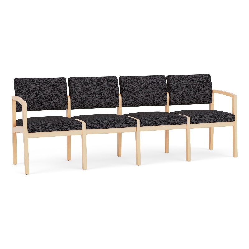 Lesro Industries Wood Waiting Reception 4 Seat Sofa Wood Frame in Black