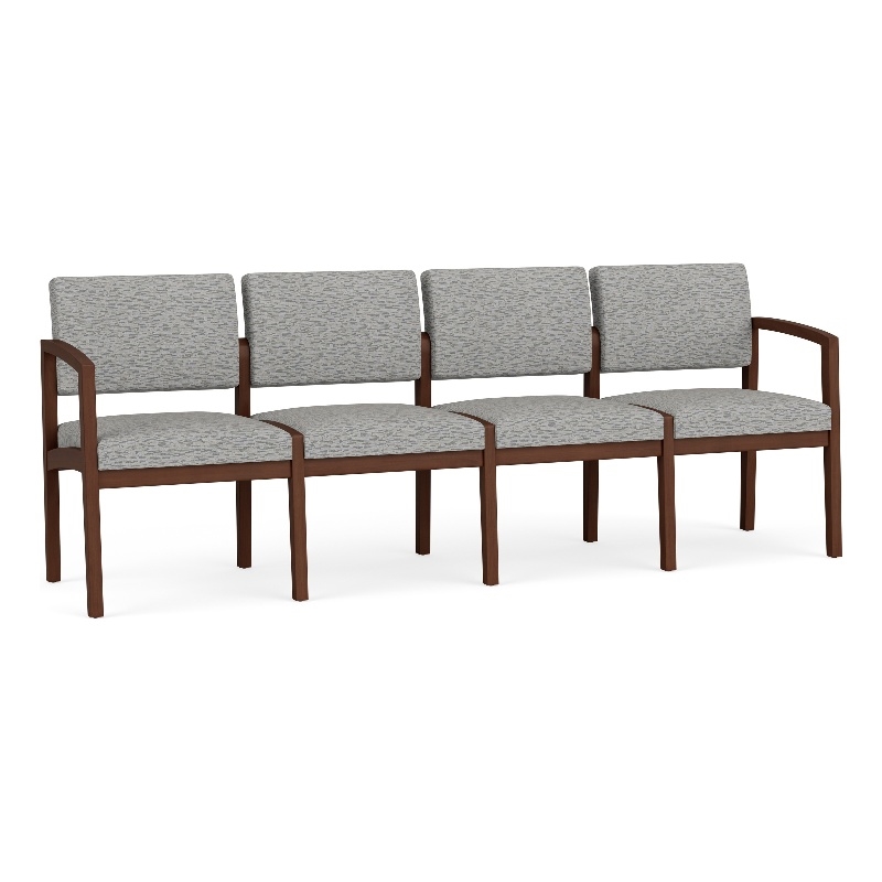 Lesro Industries Wood Waiting Reception 4 Seat Sofa Wood Frame in Gray