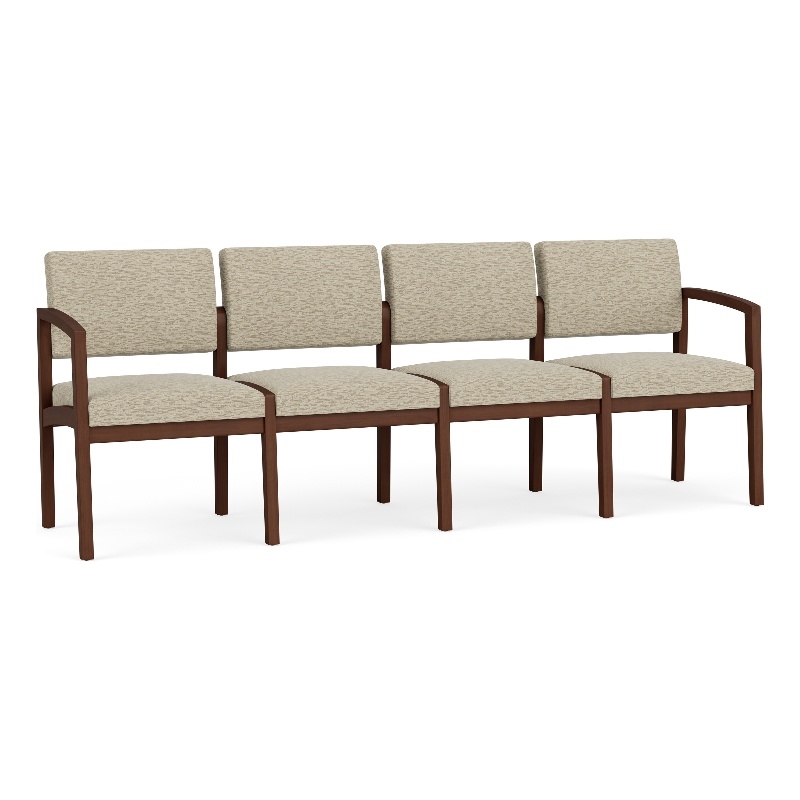 Lesro Industries Wood Waiting Reception 4 Seat Sofa Wood Frame in Brown