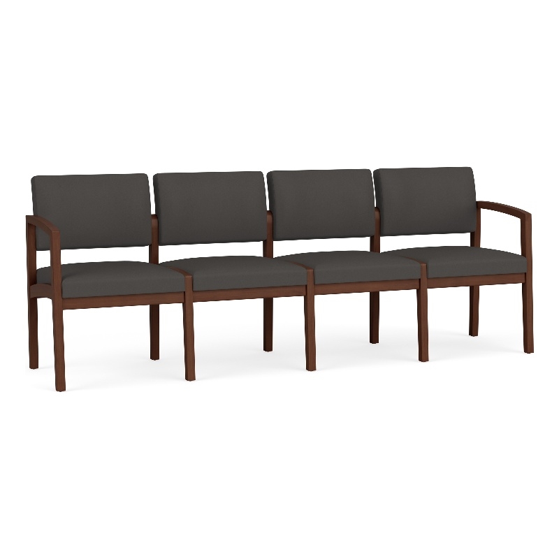 Lesro Industries Wood Waiting Reception 4 Seat Sofa Wood Frame in Gray