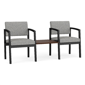 Lesro Industries Steel Reception 2 Chairs With Center Table in Gray