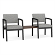 Lesro Industries Steel Reception 2 Chairs With Center Table in Gray