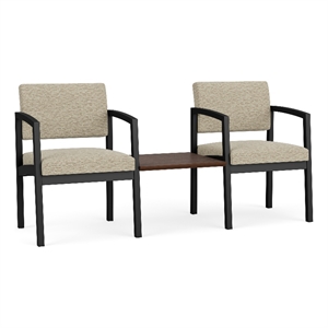 Lesro Industries Steel Reception 2 Chairs With Center Table in Brown