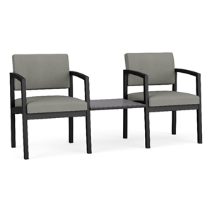 Lesro Industries Steel Reception 2 Chairs With Center Table in Gray