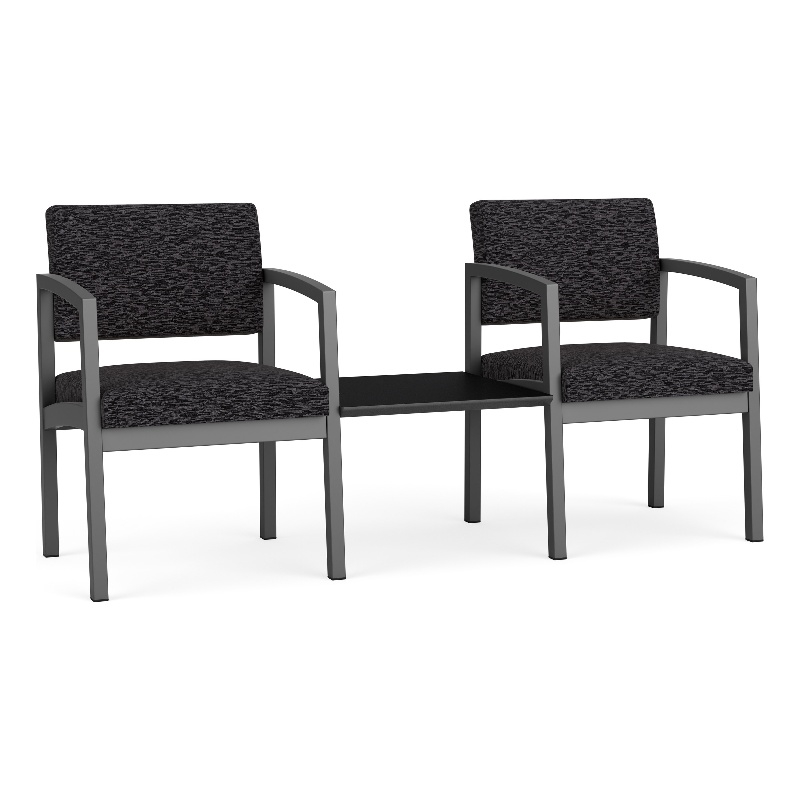 Lesro Industries Steel Reception 2 Chairs With Center Table in Black
