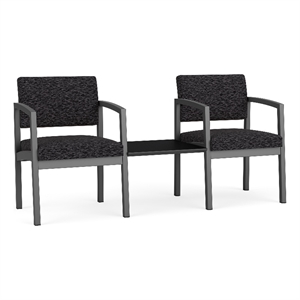 Lesro Industries Steel Reception 2 Chairs With Center Table in Black